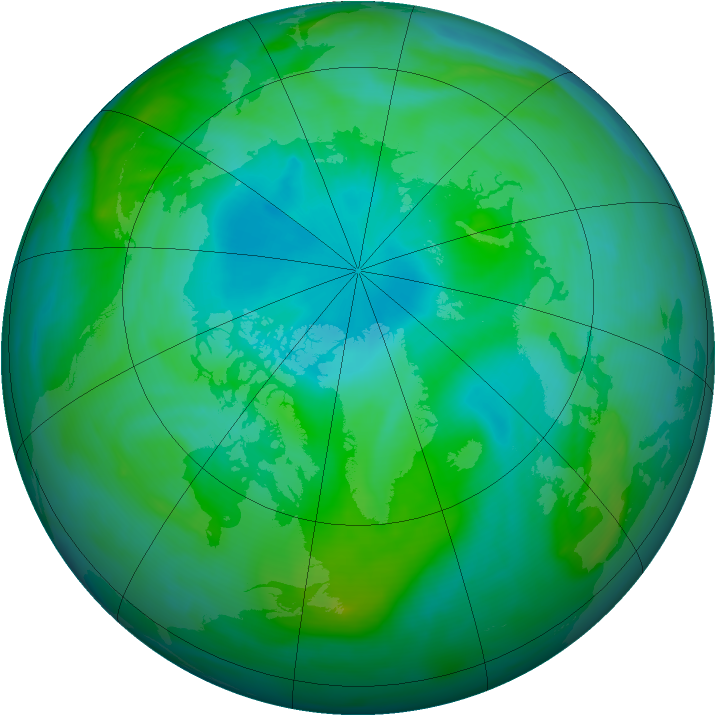 Arctic ozone map for 22 August 2007